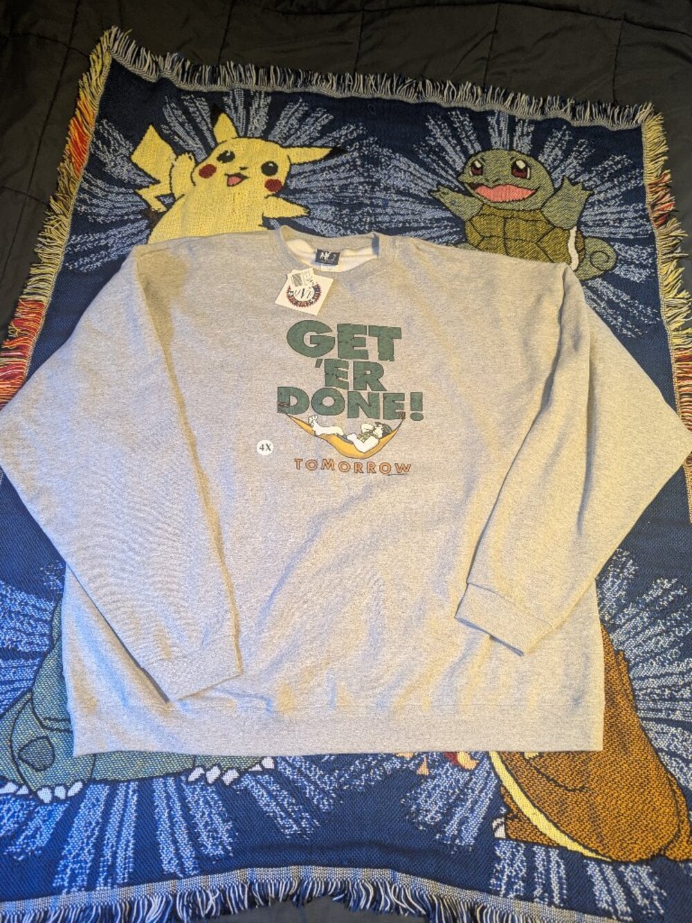 Vintage Deadstock 2005 Big Dogs Get Er Done Tomorrow Gray Sweatshirt sz 4XL
